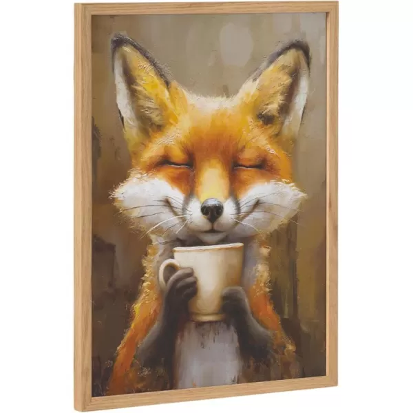 Kate and Laurel Cute Deer Wearing Glasses Framed Wall Art by The Creative Bunch Studio 12x16 Black Adorable Animal Art for WallNatural  Fox Coffee