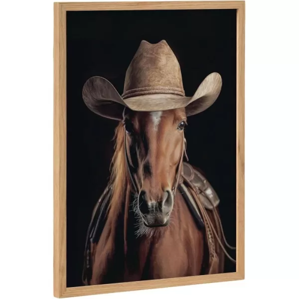 Kate and Laurel Cute Deer Wearing Glasses Framed Wall Art by The Creative Bunch Studio 12x16 Black Adorable Animal Art for WallNatural  Horse Cowboy