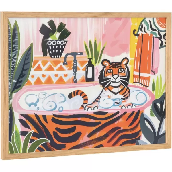 Kate and Laurel Cute Deer Wearing Glasses Framed Wall Art by The Creative Bunch Studio 12x16 Black Adorable Animal Art for WallNatural  Tiger Bath