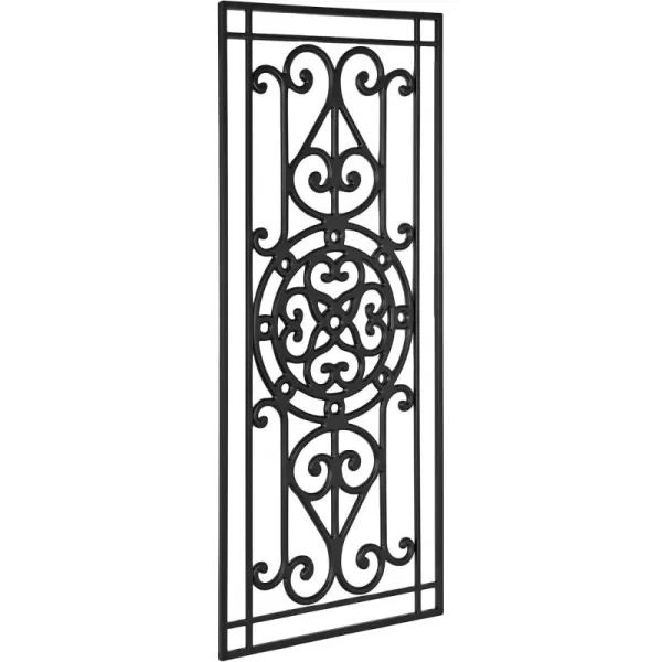Kate and Laurel Ellard Farmhouse Rectangle Wall Art Plaque 20 x 44 Black Traditional Panel Decorative Wall Plaque with Ornate Painted Wooden Scrollwork and Sturdy Metal Frame