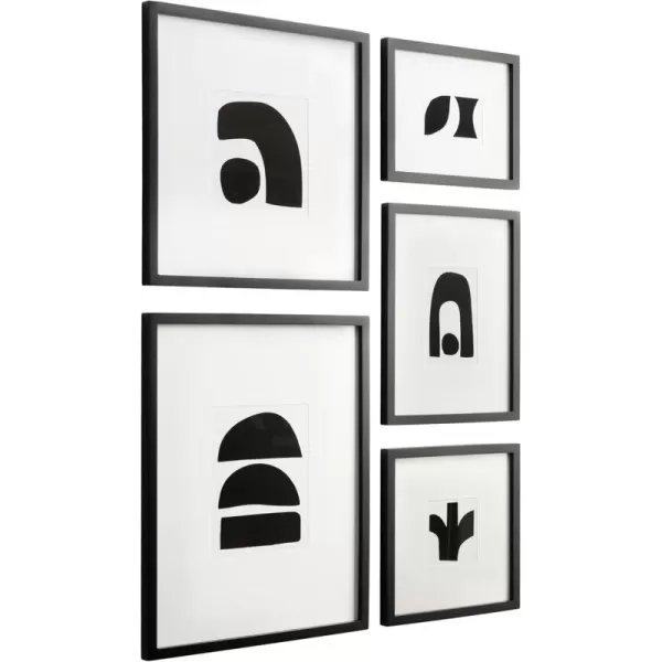 Kate and Laurel Gallery Contemporary Rectangle Minimal Graphic Framed Art Set of 5 Varying Sizes Black Modern FivePiece Framed Wall Art for Gallery Wall Frame Set in Living Room Wall DecorBlack