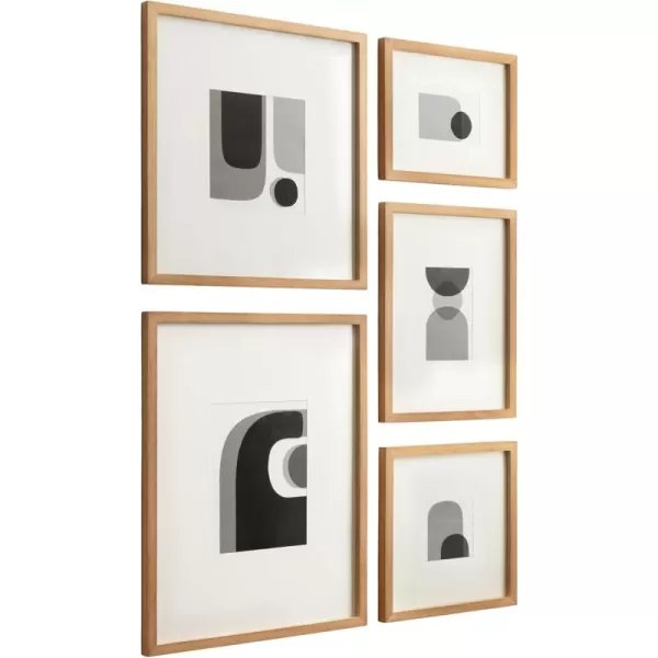 Kate and Laurel Gallery Contemporary Rectangle Minimal Graphic Framed Art Set of 5 Varying Sizes Black Modern FivePiece Framed Wall Art for Gallery Wall Frame Set in Living Room Wall DecorRustic Brown