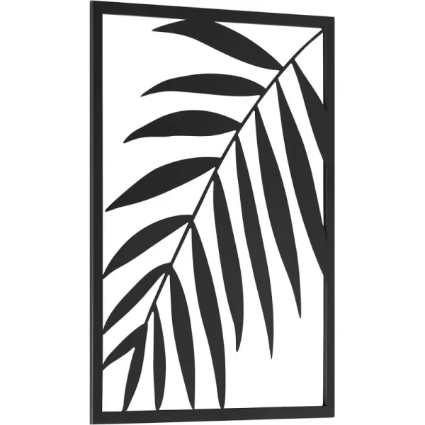 Kate and Laurel Malak Modern Metal Leaf Plaque Tropical Art for Wall Dcor 22x28 Black