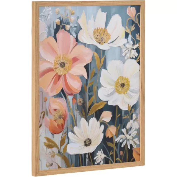 Kate and Laurel Modern Muted Cottage Floral Abstract Framed Wall Art by The Creative Bunch Studio 16x20 Black Cute Flower Art for WallNatural  Muted Neutrals