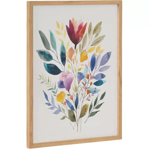Kate and Laurel Modern Muted Cottage Floral Abstract Framed Wall Art by The Creative Bunch Studio 16x20 Black Cute Flower Art for WallNatural  Watercolor Bouquet