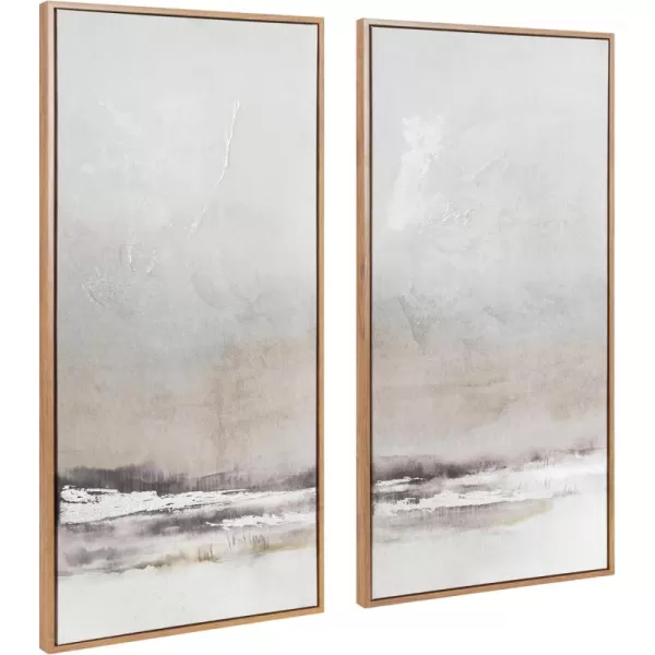Kate and Laurel Mystic TwoPiece Framed Canvas Abstract Landscape Wall Art 16 x 32 Brown Soft Watercolor Art Set for Wall in Bedroom Entryway or Living Room Decor