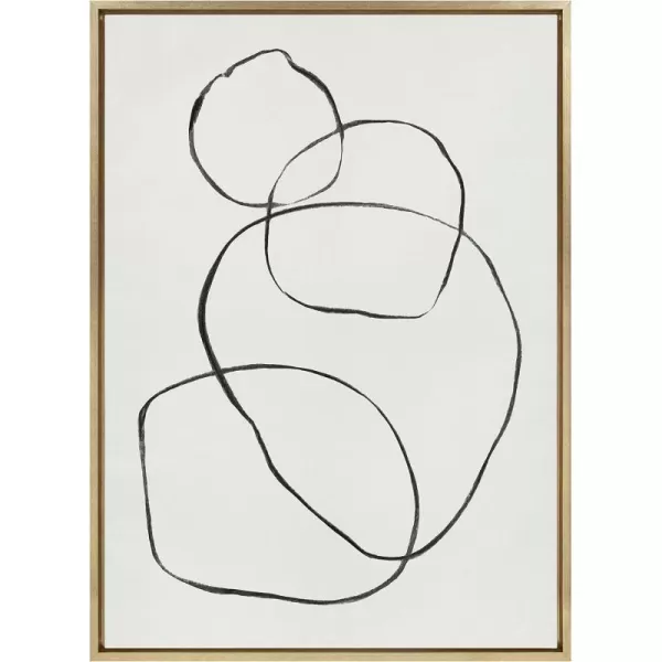 Kate and Laurel Sylvie 869 Going in Circles Framed Linen Textured Canvas Wall Art by Teju Reval of SnazzyHues 28x38 Gold Decorative Modern Wall Art