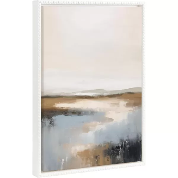 Kate and Laurel Sylvie Beaded Idyllic Retreat Vintage Framed Canvas Wall Art by Amy Lighthall 315x415 White Abstract Watercolor Landscape Art for WallWhite