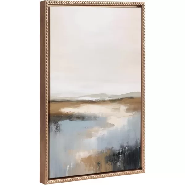 Kate and Laurel Sylvie Beaded Idyllic Retreat Vintage Framed Canvas Wall Art by Amy Lighthall 315x415 White Abstract Watercolor Landscape Art for WallGold