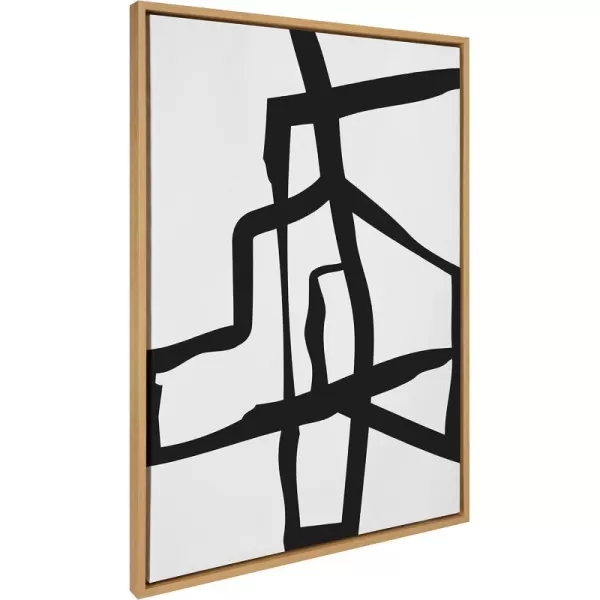 Kate and Laurel Sylvie Bold Sophisticated Abstract Black Stroke Framed Canvas Wall Art by The Creative Bunch Studio 28x38 Natural Contemporary Brushtrokes Modern Art for WallNatural