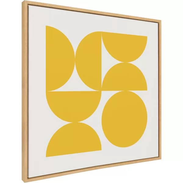 Kate and Laurel Sylvie Bold Vintage Geometric Sunshine Yellow Framed Canvas Wall Art by The Creative Bunch Studio 30x30 Brown MidCentury Modern Design Wall ArtNatural