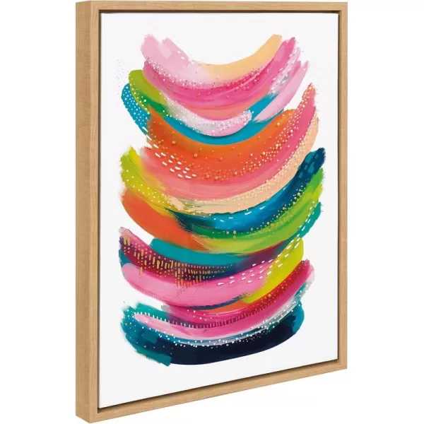 Kate and Laurel Sylvie Bright Abstract Framed Canvas Wall Art by Jessi Raulet of Ettavee 18x40 Gray Modern Colorful Brushstrokes Art for WallNatural