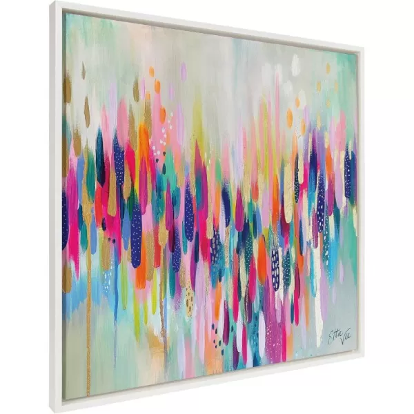 Kate and Laurel Sylvie Brushstroke 154 Framed Canvas Wall Art by Jessi Raulet of Ettavee 30x30 White Modern Abstract Colorful Fun Art for WallWhite