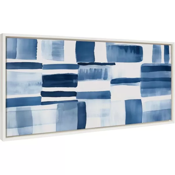 Kate and Laurel Sylvie Coastal Abstract Framed Canvas Wall Art by Amy Lighthall 315x415 White Modern Abstract Blue Art for WallWhite