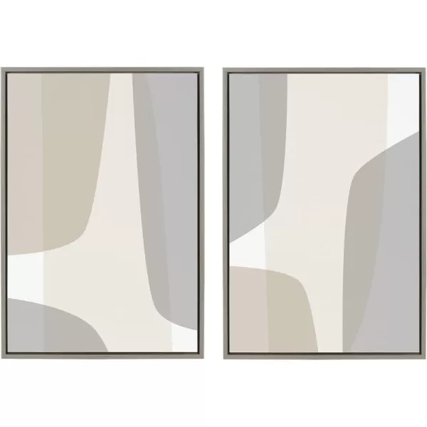 Kate and Laurel Sylvie Comforting Curves Abstract Framed Canvas Wall Art Set by The Creative Bunch Studio 2 Piece Set 23x33 Gray Modern Neutral Abstract Wall Dcor Art Set