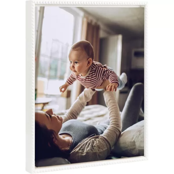 Kate and Laurel Sylvie Custom Printed Framed Canvas Wall Art 33x23 Dark Gray Personal Canvas Print with Your Photos for Bedroom or Living Room Gallery Wall Decor  Printed and Hand Framed in the USABeaded White