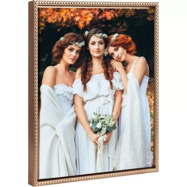 Kate and Laurel Sylvie Custom Printed Framed Canvas Wall Art 33x23 Dark Gray Personal Canvas Print with Your Photos for Bedroom or Living Room Gallery Wall Decor  Printed and Hand Framed in the USABeaded Gold
