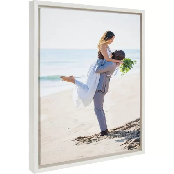 Kate and Laurel Sylvie Custom Printed Framed Canvas Wall Art 33x23 Dark Gray Personal Canvas Print with Your Photos for Bedroom or Living Room Gallery Wall Decor  Printed and Hand Framed in the USAWhite