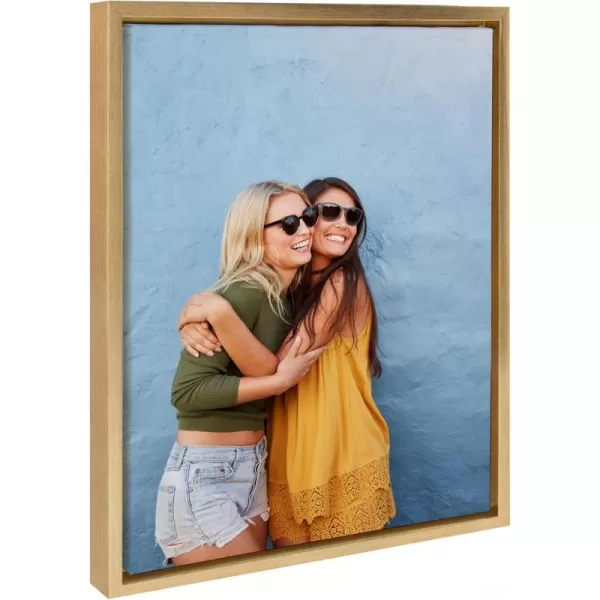 Kate and Laurel Sylvie Custom Printed Framed Canvas Wall Art 33x23 Dark Gray Personal Canvas Print with Your Photos for Bedroom or Living Room Gallery Wall Decor  Printed and Hand Framed in the USABright Gold