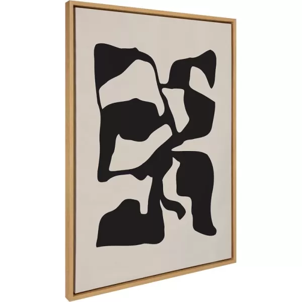 Kate and Laurel Sylvie Distorted Shapes of Black and Tan Framed Canvas Wall Art by The Creative Bunch Studio 28x38 Black Contemporary Abstract Bold Art for WallNatural