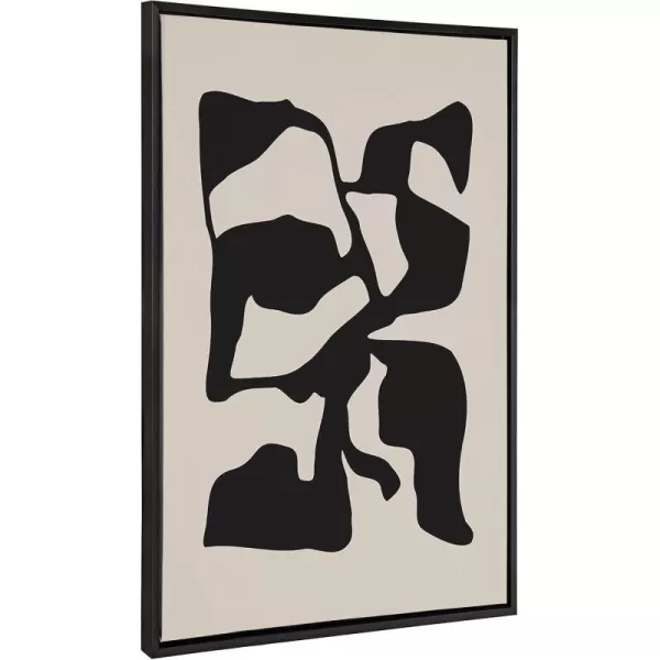 Kate and Laurel Sylvie Distorted Shapes of Black and Tan Framed Canvas Wall Art by The Creative Bunch Studio 28x38 Black Contemporary Abstract Bold Art for WallBlack