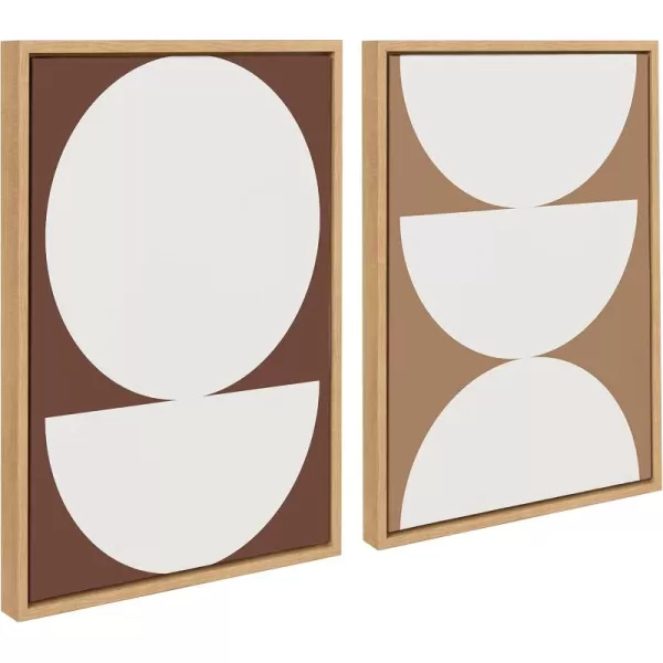 Kate and Laurel Sylvie Earthy Boho Geometric Brown and Terra Cotta Framed Canvas Wall Art Set by The Creative Bunch Studio 2 Piece Set 18x24 Natural Neutral Modern Abstract Wall Art Dcor Set