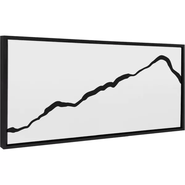 Kate and Laurel Sylvie Elevated Abstract Minimalist Mountain Landscape Framed Canvas Wall Art by The Creative Bunch Studio 18x40 Natural Minimal Mountainous Landscape Art for WallBlack