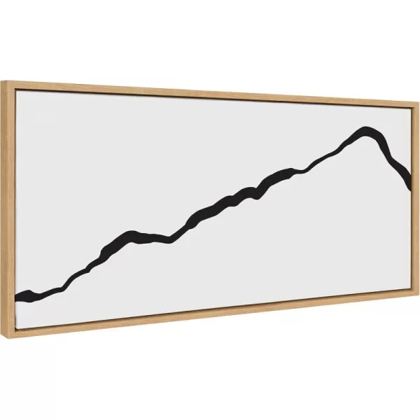 Kate and Laurel Sylvie Elevated Abstract Minimalist Mountain Landscape Framed Canvas Wall Art by The Creative Bunch Studio 18x40 Natural Minimal Mountainous Landscape Art for WallNatural
