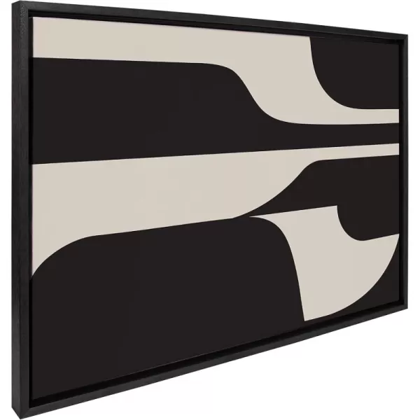 Kate and Laurel Sylvie Eye Catching Sleek Abstract 6 Black and Beige Framed Canvas Wall Art by The Creative Bunch Studio 23x33 Black Modern Contemporary Art for WallBlack