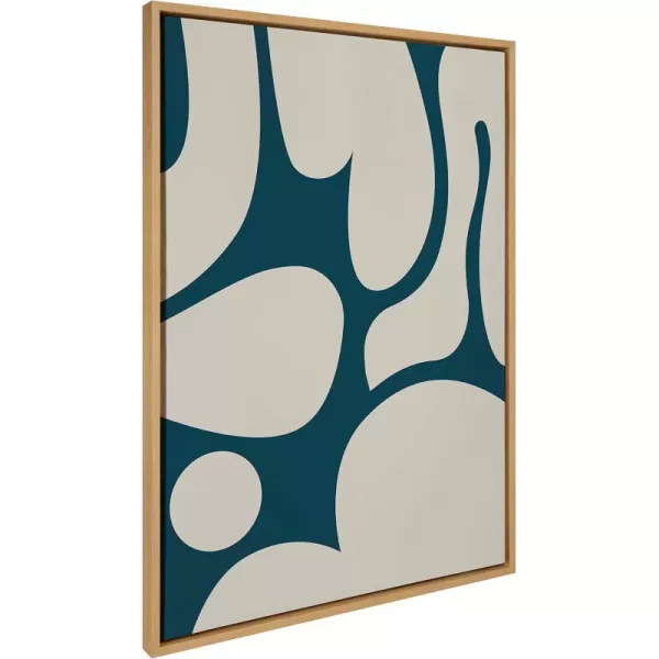 Kate and Laurel Sylvie Groovy Happy Abstract Dark Green Teal and Tan Framed Canvas Wall Art by The Creative Bunch Studio 28x38 Brown Retro Mid Century Modern Abstract Wall DcorNatural