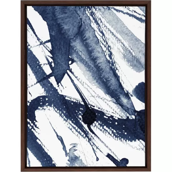 Kate and Laurel Sylvie Indigo Watercolor Framed Canvas Wall Art by Amy Peterson Art Studio 23x33 Gray Decorative Abstract Art Print for WallBrown
