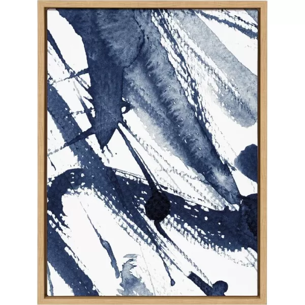 Kate and Laurel Sylvie Indigo Watercolor Framed Canvas Wall Art by Amy Peterson Art Studio 23x33 Gray Decorative Abstract Art Print for WallNatural