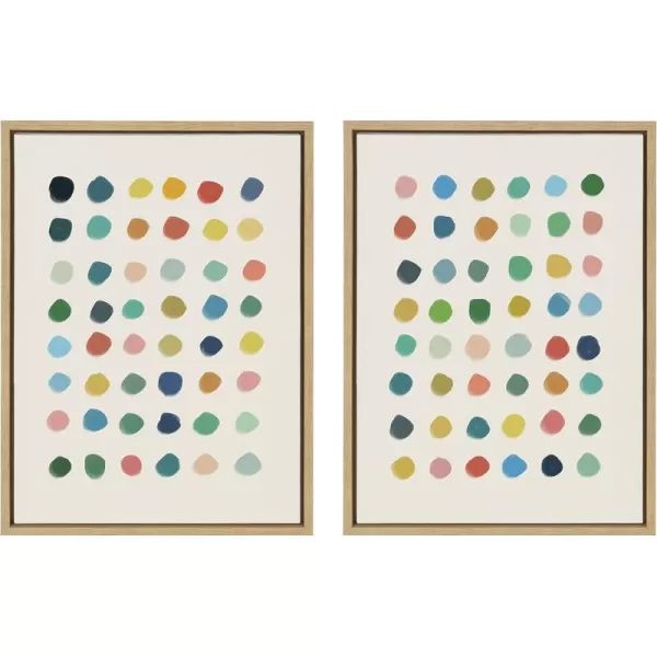 Kate and Laurel Sylvie Meditation 1 and 2 Framed Canvas Wall Art Set by Kelly Knaga 2 Piece 23x33 Gray Modern Abstract Colorful Polka Dot Art Set for Wall Home DecorNatural
