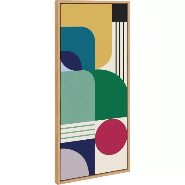 Kate and Laurel Sylvie MidCentury Modern Pattern 14 Framed Canvas Wall Art Home Decor by Rachel Lee of My Dream Wall 18x40 Natural Colorful Abstract Shape Pattern Art for Wall