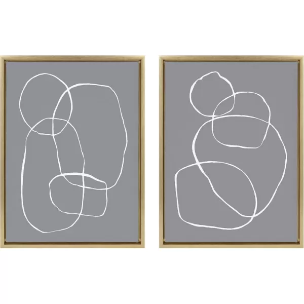 Kate and Laurel Sylvie Modern Circles Gray Framed Canvas Wall Art Set by Teju Reval of SnazzyHues 2 Piece 18x24 Gold Decorative Modern Art for WallGold