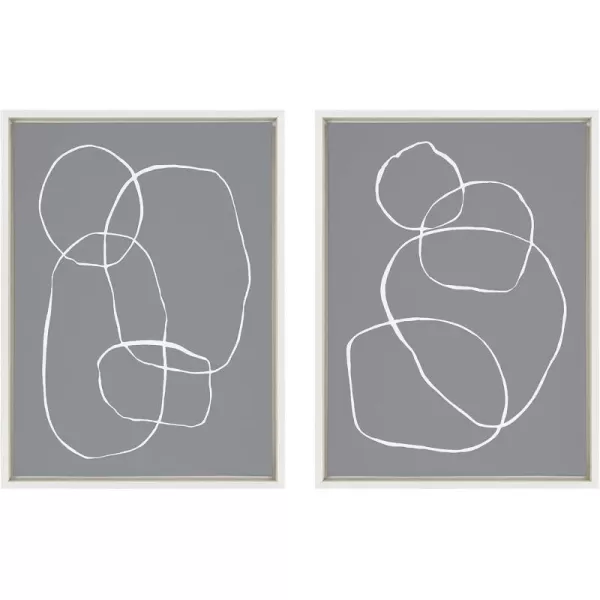 Kate and Laurel Sylvie Modern Circles Gray Framed Canvas Wall Art Set by Teju Reval of SnazzyHues 2 Piece 18x24 Gold Decorative Modern Art for WallWhite