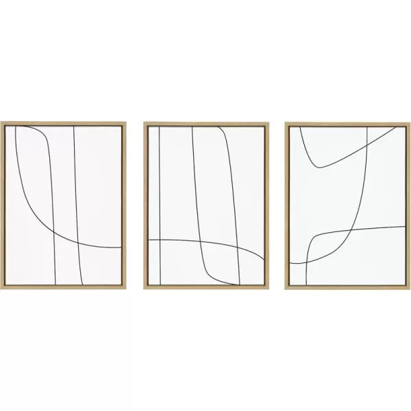 Kate and Laurel Sylvie Modern Line Abstract Black and White Framed Canvas Wall Art Set by The Creative Bunch Studio 3 Piece Set 18x24 Black Decorative Abstract Wall DcorNatural