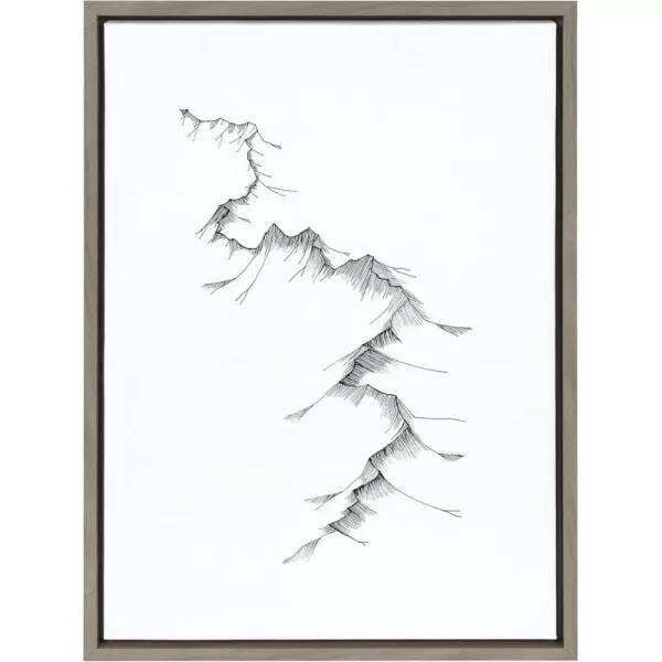 Kate and Laurel Sylvie Mountains Framed Canvas Wall Art by Viola Kreczmer 18x24 Natural Black and White Nature Art for WallGrey