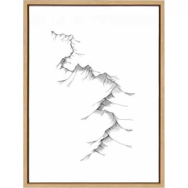 Kate and Laurel Sylvie Mountains Framed Canvas Wall Art by Viola Kreczmer 18x24 Natural Black and White Nature Art for WallNatural