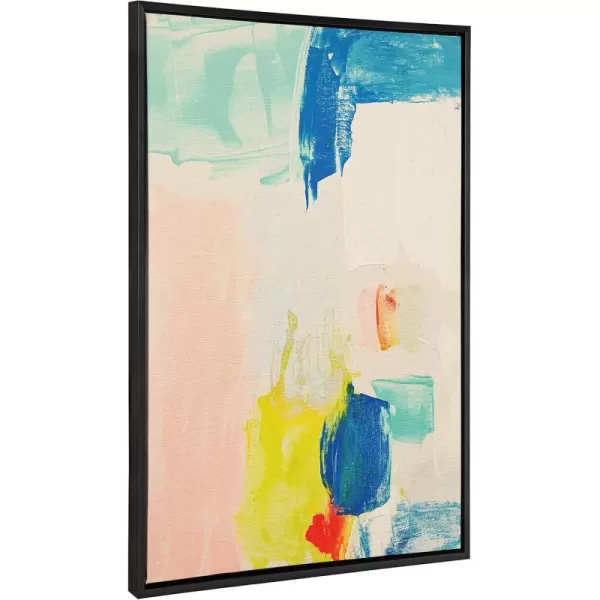 Kate and Laurel Sylvie Pop of Color I Framed Canvas Wall Art by Amy Lighthall 28x38 Gold Modern Abstract Painted Brushstrokes Art for WallBlack