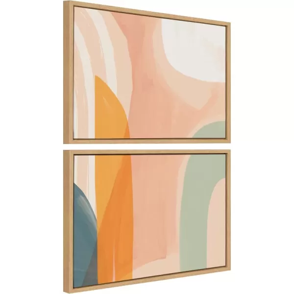 Kate and Laurel Sylvie Sunrise Over Marrakesh 1 and 2 Framed Canvas Wall Art Set by Kate Aurelia Holloway 2 Piece Set 18x24 Natural Modern Abstract Colorful Wall Dcor Set