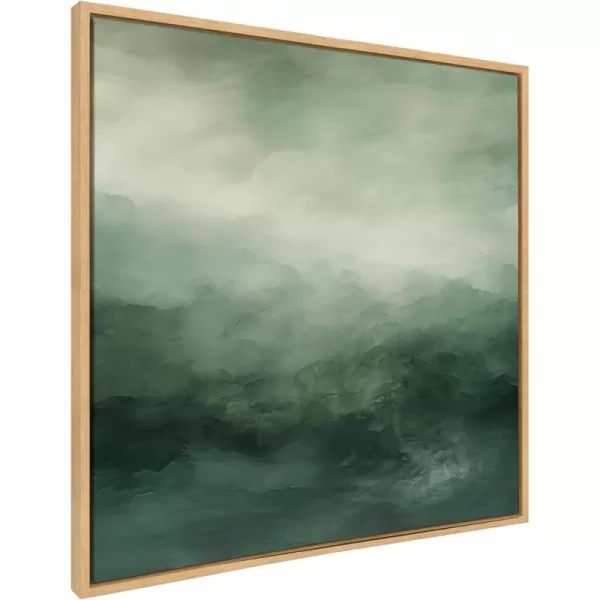Kate and Laurel Sylvie Tonal Abstract Comforting Sage Emerald Forest Green Landscape Framed Canvas Wall Art by The Creative Bunch Studio 30x30 Natural Modern Abstract Landscape Art for WallNatural