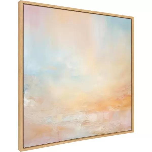 Kate and Laurel Sylvie Tonal Abstract Playful Powdery Pastels Soft Pale Color Tints Framed Canvas Wall Art by The Creative Bunch Studio 30x30 Natural Modern Abstract Landscape Art for Wall