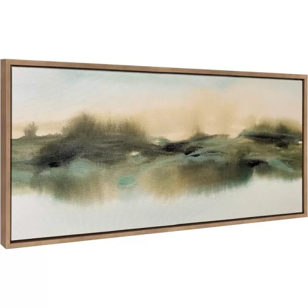 Kate and Laurel Sylvie Tranquil Meadows Framed Canvas Wall Art by Amy Lighthall 18x40 Gold Soft Abstract Watercolor Nature Landscape Art for Wall Home DecorGold