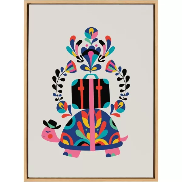 Kate and Laurel Sylvie Travel Animal Framed Canvas Wall Art by Rachel Lee 23x33 Natural Abstract Animal Home Decor