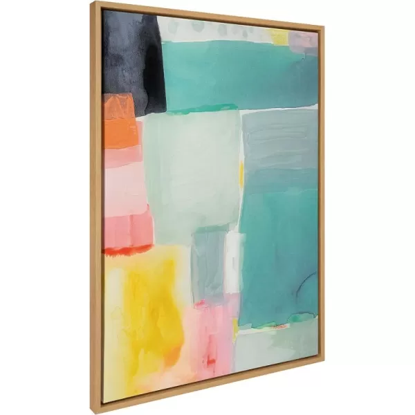 Kate and Laurel Sylvie United Colors I Framed Canvas Wall Art by Amy Lighthall 28x38 Natural Modern Soft Watercolor Abstract Art for Wall Home DecorNatural