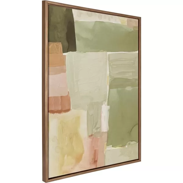 Kate and Laurel Sylvie United Colors III Framed Canvas Wall Art by Amy Lighthall 28x38 Natural Modern Soft Watercolor Abstract Art for Wall Home DecorGold