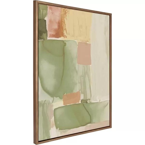 Kate and Laurel Sylvie United Colors IV Framed Canvas Wall Art by Amy Lighthall 28x38 Natural Modern Soft Watercolor Abstract Art for Wall Home DecorGold