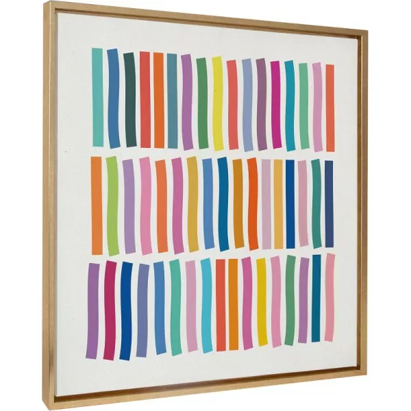Kate and Laurel Sylvie Whimsical Lines Framed Canvas Wall Art by Apricot  Birch 30x30 Gold Modern Colorful Abstract Line Art for Nursery Wall Decor
