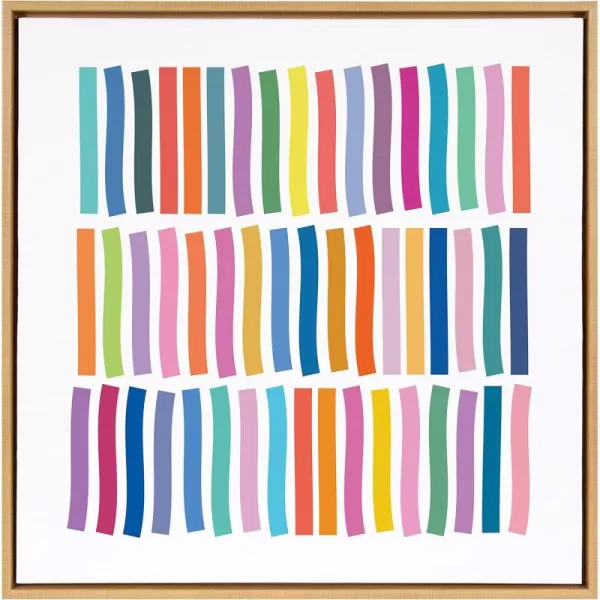 Kate and Laurel Sylvie Whimsical Lines Framed Canvas Wall Art by Apricot and Birch 30x30 Natural Colorful Abstract Decor for Wall